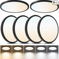 6 Pack 2640LM Dimmable LED Flush Mount Ceiling Light Fixtures, 5CCT (2700K-6500K) Selectable, 12 Inch 24W Slim Modern Ceiling Light for Bedroom Hallway Apartment Rental Units