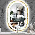 20 x 40 Inch Gold Oval LED Vanity Mirror with Lights Smart Memory 3 Color Dimmable Anti-Fog 40" Gold Framed Oval Lighted Mirror for Bathroom Salon Wall LED Ovals Mirror with Lights Frame