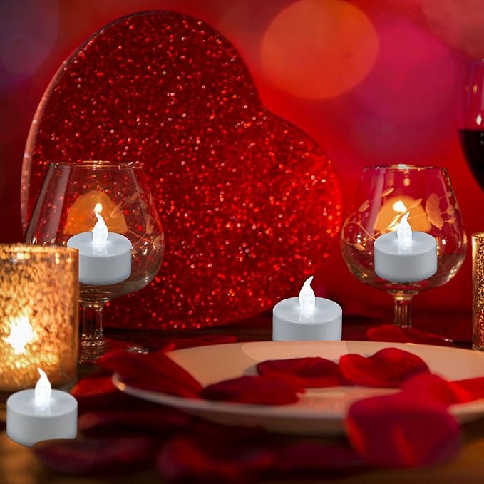 YIWER 50pcs Flameless Tea Lights Candles Realistic LED Flickering Operated Pumkin LED TeaLights Candles Long Lasting Electric Fake Candles Decoration for Party and Gifts Ideas