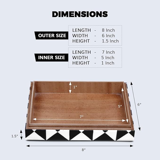 Handicrafts Home Decorative Storage Box with Lid, Black and White Decorative Box for Remote Controls, Slim Coffee Table Storage Box for Shelf, Desk & Living Room Decor, Triangle 8 x 6 x 1.5 Inch