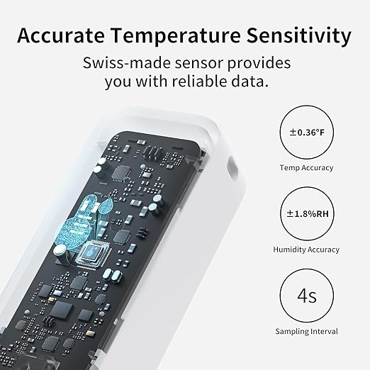 SwitchBot IP65 Indoor Outdoor Hygrometer Thermometer Wireless, 394ft Bluetooth Range, Refrigerator Thermometer, Dewpoint/VPD/Absolute Humidity Sensor, Free Data Storage Export, 2 Years Battery Life
