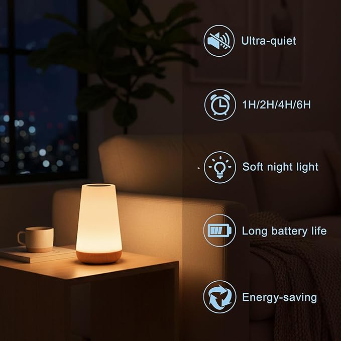 Kids Touch Night Light: Dimmable LED Bedside Lamp Eye-Caring Soft Warm USB Rechargeable Portable for Home Bedroom Living Room Camping