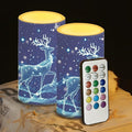 Christmas Bedroom Decor LED Candles with Remote Deer Patterns Flameless Pillar Candles Battery Operated with 18-Key Remote Timer for Home Indoor Room Decor Xmas Table Decorations