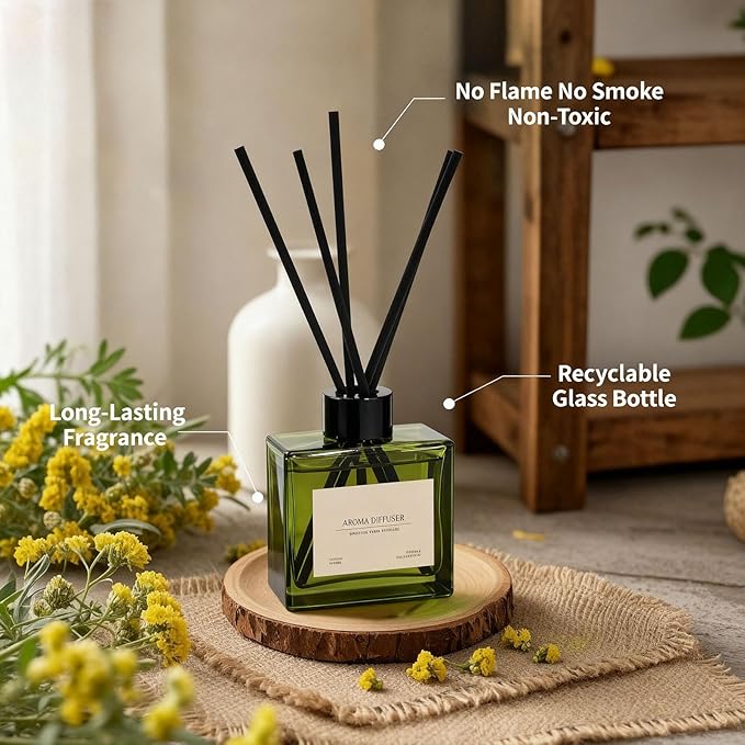 Reed Diffuser, 4 oz Citrus Grove Scent Diffuser with 10 Sticks, 90 Days Long Lasting Reed diffusers for Home, Elegant Fragrance for Bathroom Bedroom Office Decor, Air Fresh