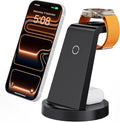 Anlmz 3 in 1 Charging Station for iPhone, Wireless Charger for iPhone 17 16e 16 15 14 13 12 11 X Pro Max & Apple Watch - Wireless Charging Station for AirPods 4 3 Pro