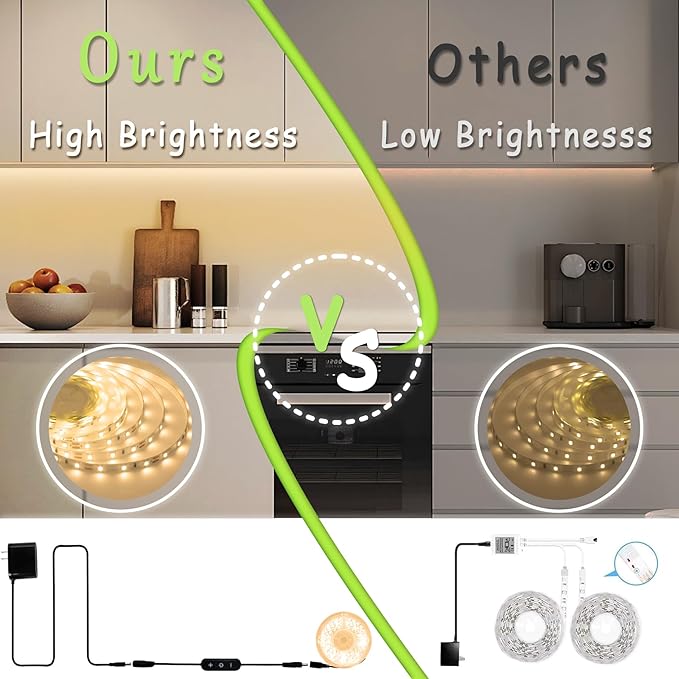 4000k 50 Feet Led Strip Lights for Bedroom Dimmable 10 FT 180 LEDs Rope Light Flexible Super Bright White Tape Lights for Ceiling Room Home Decor Luces LEDs for DIY Living Room Kitchen Vanity
