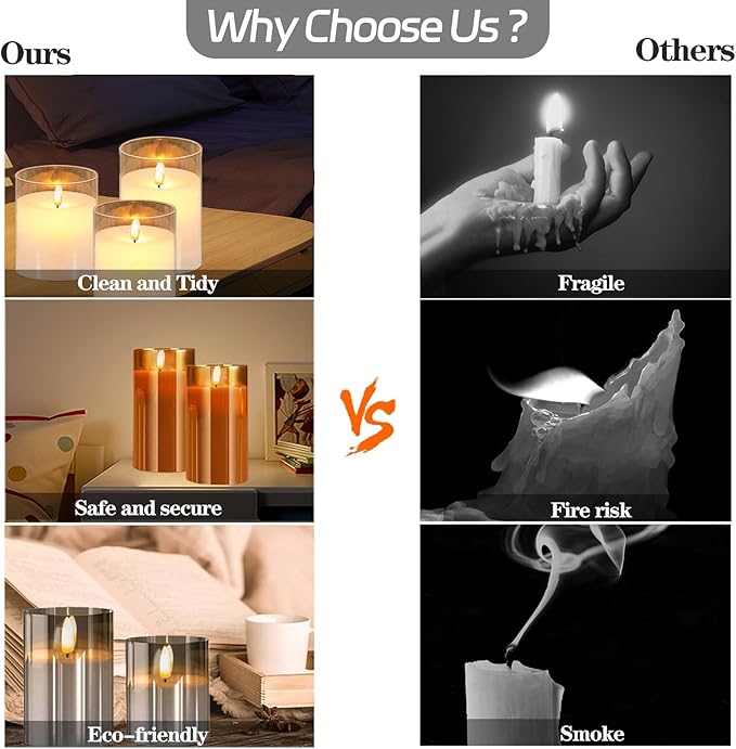 Grey Flameless Candles,5 Pack Fake Battery Candles Flickering,Led Candle Lights-Battery Operated Candle with Remote&Timer for Birthday, Party,Home, Bars and Hotel Decoration