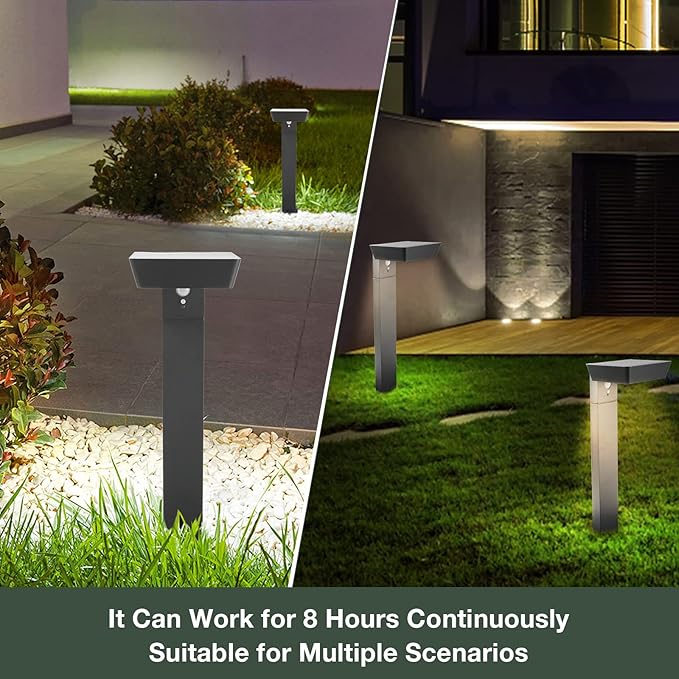 Solar Pathway Lights Outdoor, 20in LED Landscape Path Light with Dusk to Dawn Photocell Motion Sensor, Waterproof Solar Driveway Light, Aluminum Solar Powered Garden Lights for Walkway