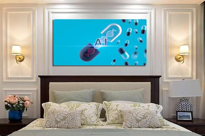 Wibinuki Wall Art Wall Decor Wall Paintings Capsule abstract DNA. AI research, AI - Artificial Intelligence. for Living Room Bedroom Bathroom Home Decor Can Be Hung Directly 20"x 40"