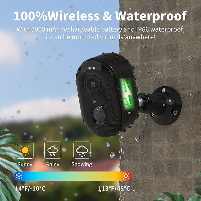 Security Cameras Wireless Outdoor, Battery Powered 2k Color Night Vision, AI Motion Detection,IP66 Weatherproof, 2-Way Talk, SD/Cloud Storage,Cameras for Home Security-4 Pack