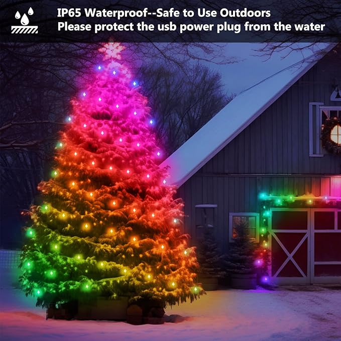 dalattin Led Lights 32.8ft,Smart RGB IIC Fairy Lights 100 LEDs,130+ Holiday Scene Modes,IP65 Waterproof&Sync with Music Led String Lights,New Year Valentine's Decor with App&Remote Control