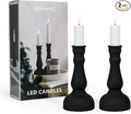Aroparc Flickering Flameless Battery Operated LED Candles,Realistic All-Metal Candle Lights No-Melted, Room Decor, Home Decor - Matte 2pcs Short
