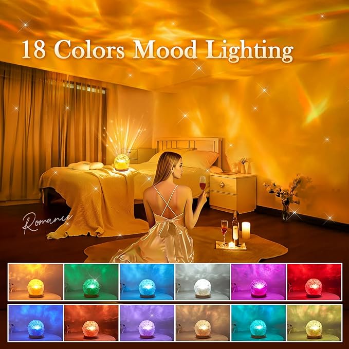Northern Lights Projector Mood Lighting,18 Colors Aurora Light Projector for Bedroom,Dimmable Aura Light Projector/Ambient Lighting with Remote,Aesthetic Room Decor Gifts for Teen Girls Birthday Gift