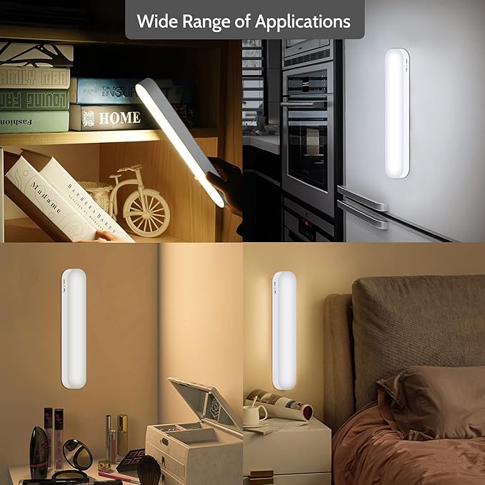 Closet Stick on Light, LED Dimmable Under Cabinet Lighting Wireless, Magnetic Night Light Bar with Rechargeable Battery, for Kitchen Stairs Hallway Sink Counter