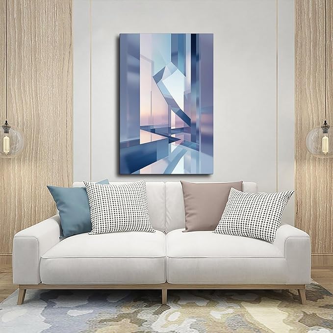 Futuristic Minimalist Wall Art – Abstract Digital Geometry Print – Modern Tech-Inspired Home Decor for Office & Living Room Poster for Room Aesthetics Canvas Wall Art Poster And Print 24x36inch(60x90c