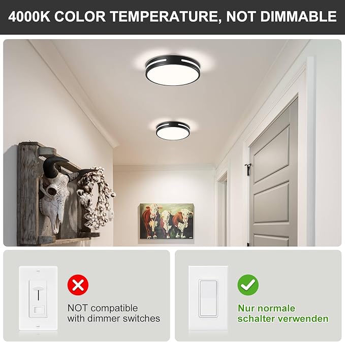 Modern Black Flush Mount Ceiling Light Mid-Century LED Ceiling Light Bedroom Light Fixture Minimalist Ceiling Lamp for Laundry Room Kitchen Hallway Bedroom 11.81 Inch