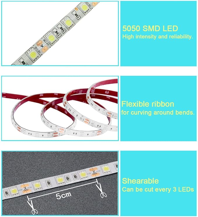 Rv Underglow Led Light Kit, Underbody Accent Lighting for Camper Motorhome Travel Trailer Concession Stands Food Trucks, Rv Led Light Strip, Rv Awning Lighs, 5m(16.4ft), Dc 12v, White