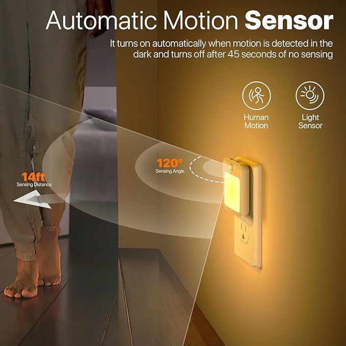Night Light,Night Lights Plug into Wall,Dimmable LED Motion Sensor Light Indoor,Night Lights for Bedroom,Bathroom,Kitchen,Hallway,Night Light for Kids with Automatically Turn on and Off (1)