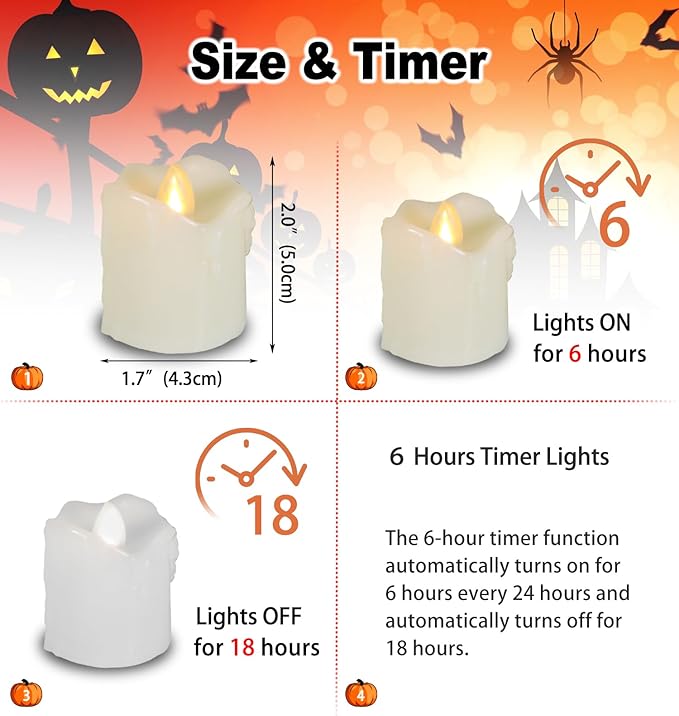 6 Battery Operated LED Votives with Remote Timer Small Unscented Flickering Flameless Electric Candles for Kitchen Home Decor Baptism Wedding Party Decorations Centerpieces Favors Gifts