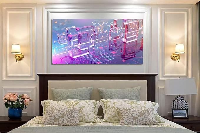 Wibinuki Wall Art Wall Decor Wall Paintings Machine Learning s. Physical Infrastructure of the Internet network for Living Room Bedroom Bathroom Home Decor Can Be Hung Directly 20"x 40"