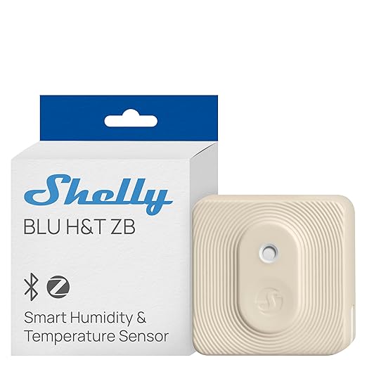 Shelly BLU H&T ZB Ivory, Bluetooth & Zigbee Operated Temperature & Humidity Levels Sensor, Compatible with Home Assistant, Alexa, Google Home, Water & Dust Resilient, IP54, Real Time Monitoring
