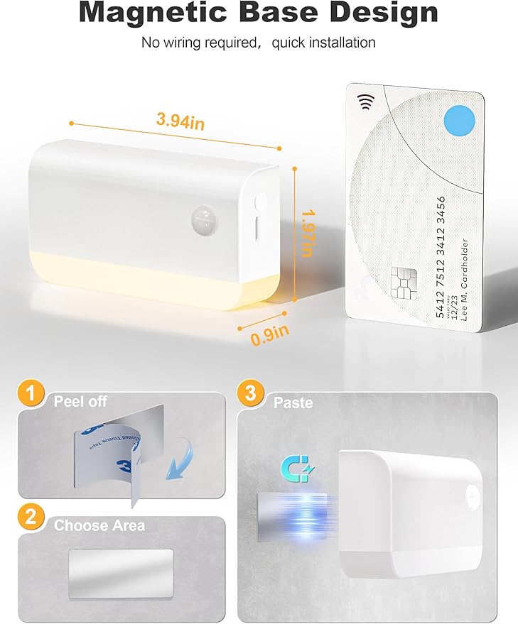 VOLISUN Motion Sensor Night Light, Rechargeable Stair Lights Indoor, Battery Operated Night Light for Hallway, Stairway, Bathroom, Bedroom, Kitchen, 3 Modes & 3 Color Temperatures(8 Pack White)