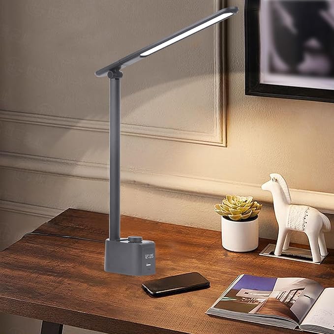 Pssopp LED Desk Lamp, 5 Color Temperatures Adjustable 18W Eye Caring Table Reading Lamp for Home Study and Office (T221012)