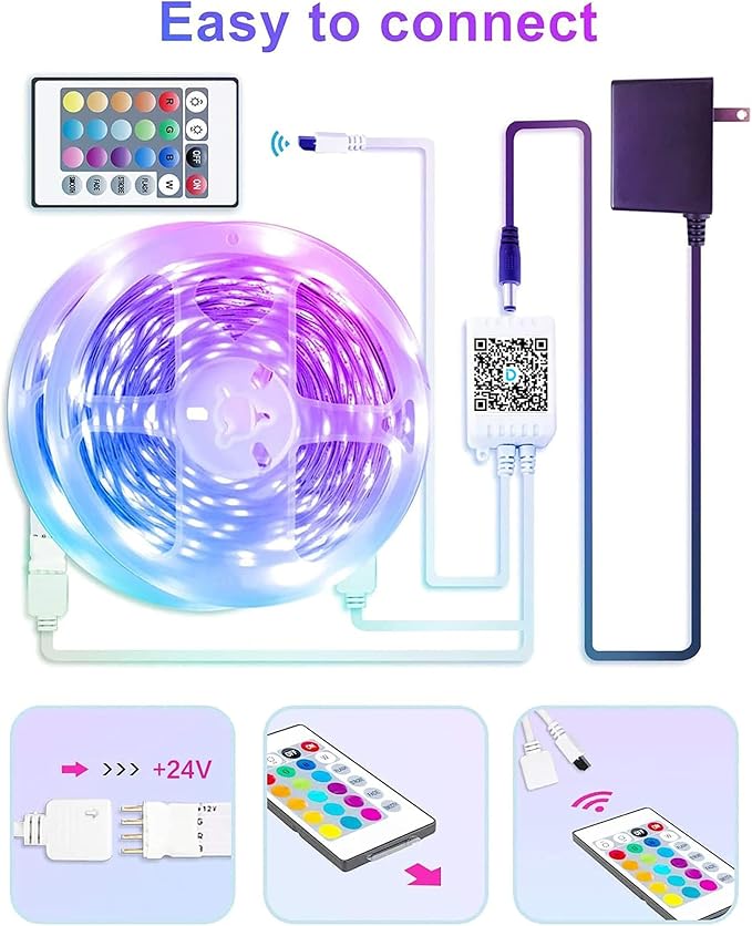 GUPUP 200ft LED Strip Lights WiFi, Compatible with Alexa & Google Assistant, 2 Rolls of 100ft RGB Led Light Strip,Color Changing, Music Sync Tape Lighting for Bedroom, Party, Home Decor