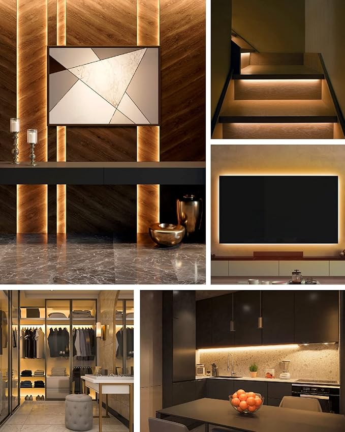 TJOY Motion Sensor LED Strip Lights, 10pcs Under Cabinet Lights Kit with App & RF Remote Control, 2700K 6500K Dimmable Under Cabinet Lighting for Kitchen,Counter,Shelf, Dusk to Dawn Night light 16.4ft
