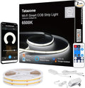 Smart White COB Led Strip Light with App and Remote, 32.8ft 6500K WiFi Bright COB Light Strip Work with Alexa Google, Dimmable Indoor COB Strip Lights for Room, Cabinet, 2 Rolls of 16.4ft