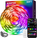 KSIPZE LED Lights, RGB LED Lights for Bedroom, Smart APP Control LED Strip Lights, Music Sync, DIY Multiple Colors, Flexible Color Changing LED Strip Lighting for Home Room Decor (99FT)