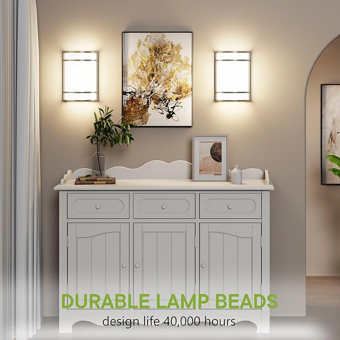 LED Indoor Wall Mount Light Fixture, Brushed Nickel Wall Sconce Lighting, 3000K 4000K 5000K Adjustable, Half Cylinder Hallway Light Fixture for Living Room Bedroom Porch 4 Pack