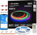 BTF-LIGHTING FCOB WS2811 IC RGB COB LED Strip 9.8FT Chasing Color Tape Light Kit DC24V 630LED/m 10mm Width Dream Color Bluetooth Sync Music Controller for Bedroom, Party, Christmas DecorWhite PCB