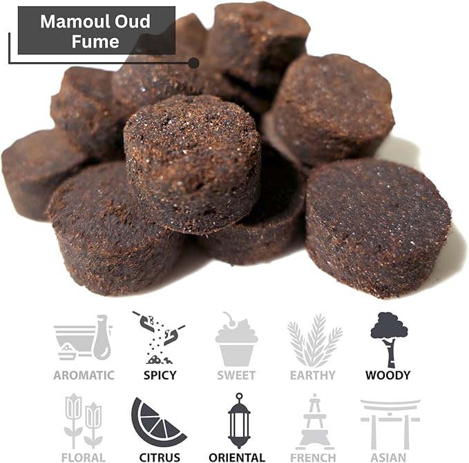 Mamoul Oud Fume 80g (Pressed Resin) | Use with Charcoal Incense Discs or Electric Incense Burner (Carbon para Quemar Incienso) | Arabian Home Fragrance and Bukhoor Burners Hair Comb