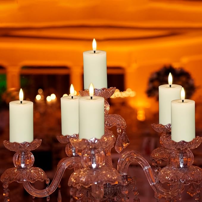 Eldnacele Flameless Pillar Flickering Candles with Remote and Timer, Battery Operated 3D Wick Real Wax LED Candle Set of 6 Ivory Candles Christmas Holiday Decor Wedding Home Indoor Decorations