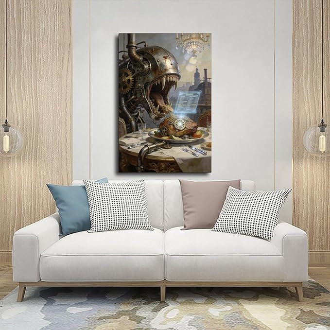 Framed Steampunk Fantasy Wall Art for Living Room And Dining Room Vintage Industrial Decor 08x12inch(20x30cm)