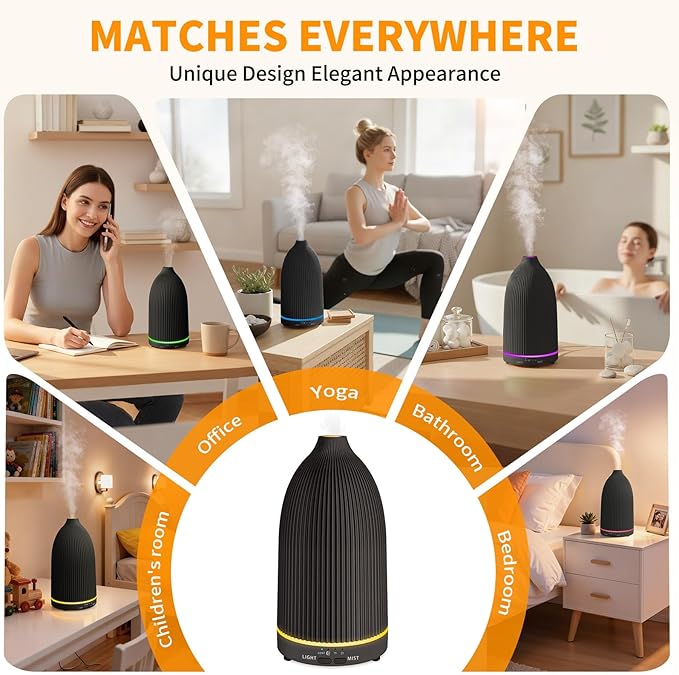 URPOWER 100ML Essential Oil Diffuser Ultrasonic Cool Mist Humidifier with 7 LED Lights, Timer & Auto-Off Quiet Aromatherapy Scent Diffuser for Home Bedroom Office Relaxation