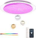 Dimmable Round LED Ceiling Light Flush Mount 15 Inch 40W Built-in Bluetooth Speaker Modern Lighting Fixtures RGB Ambient Ceiling Lamp Suitable for Bedrooms Kitchen Kids' Rooms and More
