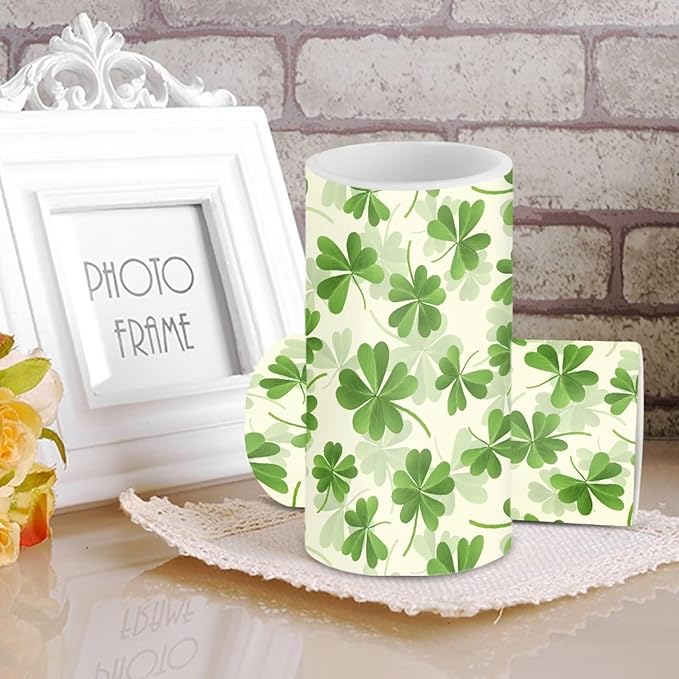 St Patricks Day Candles Battery Operated Flameless Candles with Remote Fall Decorations LED Fake Candles for Home Bedroom Irish Lucky Day Leaves Table Decor 3 inch Set of 2