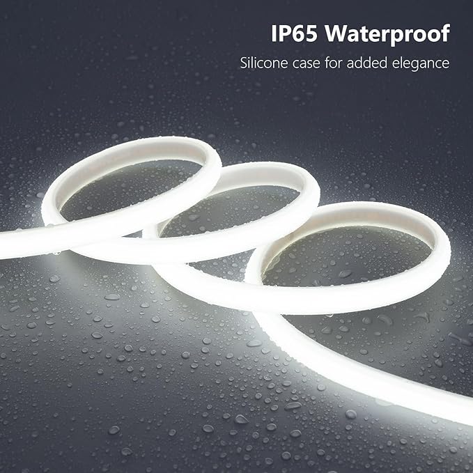 AC 110V COB LED Strip Lights 98.4ft, 6000K Cool White LED Rope Light Outdoor Waterproof, 10W/M CRI 90+ Flexible Cuttable, for Bedroom, Living Room, Garden, Commercial, House