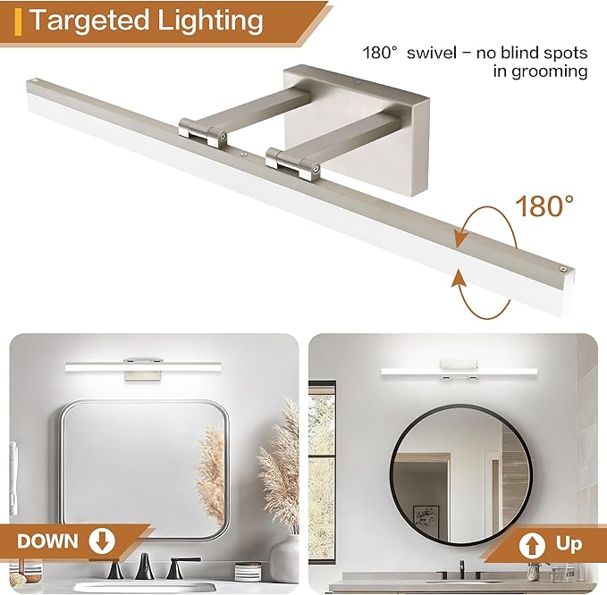 SOLFART 31.5 Inch Dimmable Bathroom Vanity Lights Over Mirror 5 Color Temperature Vanity Lighting Fixtures for Bath Brushed Nickel Bathroom Light fixtures Bar 5CCT