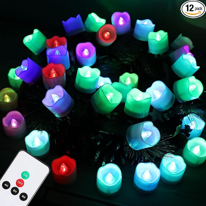 Topstone Color Changing LED Electronic Flameless Candles with Remote Control – 7 Auto-Rotating Colors, Battery Operated, 400+ Hours,Perfect for Home Decor, Halloween, Christmas, Wedding & Party