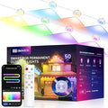 Smart Permanent Outdoor Lights, 50ft with 36 LED RGB String Lights, IP67 Waterproof Eaves Light with 44 Scene Modes for Halloween Christmas Birthday Holiday Party, APP/Voice/Remote Control