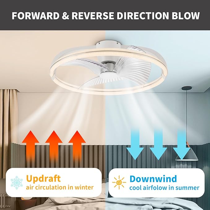 29in LED Ceiling Light with Fan, Ceiling Fan Lights 24 Levels Wind Speeds, Stepless Dimming Light, Modern Fan Lighting for Living Room, Dining Room, Bedroom, Office, 3000-5500K
