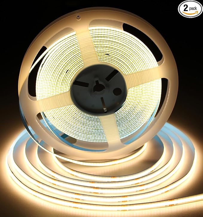 iNextStation 32.8ft/10M Warm White COB LED Strip Light, CRI 93+ Light Strip, 3000K Color Temperature COB LED Lights, 8mm Width LED Tape Lights, Dimmable COB Strip Light for TV Backlight(No Plug)