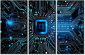 3 Piece Blue Circuit Board High-Tech Technology Wall Pictures for Living Room Circuit Board Pictures Painting on Canvas Wall Decor Art Bedroom Wall Art Modern Artwork Framed Ready to Hang 60"Wx40"H
