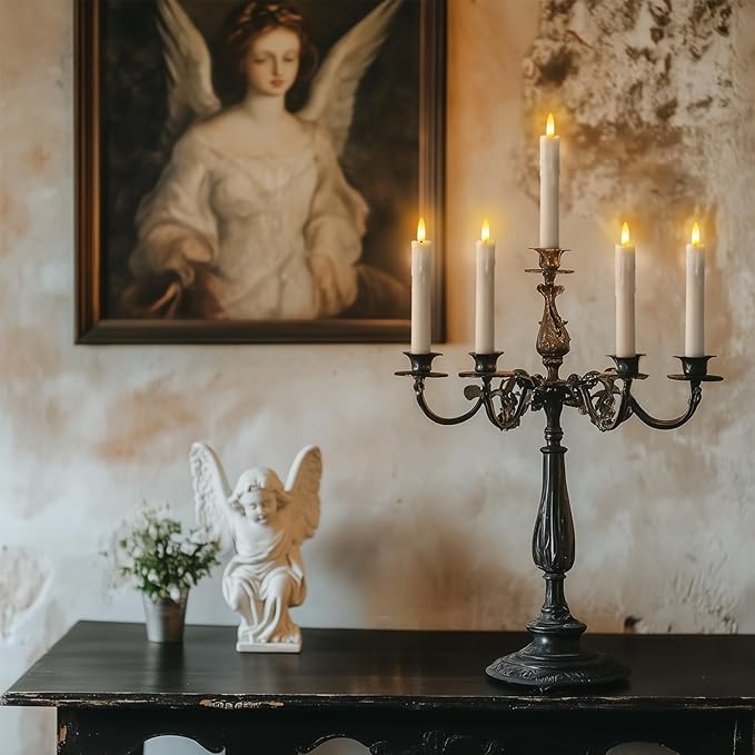 Homemory 7 Inches Flameless Taper Candles with Remote Timer, Short Led Candlesticks with 3D Flickering Light, Battery Operated Candles with Lifelike Flame for Wedding Home Xmas Decor, White, 6 Pcs