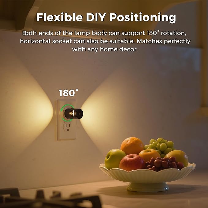 L LOHAS LED Night Lights Plug into Wall, 4 Pack 3000k/5000K/Amber Adjustable Color Temperature Night Light, Mini Nightlight with Dusk to Dawn Sensor, 180°Adjustable Lighting for Bathroom, Hallway