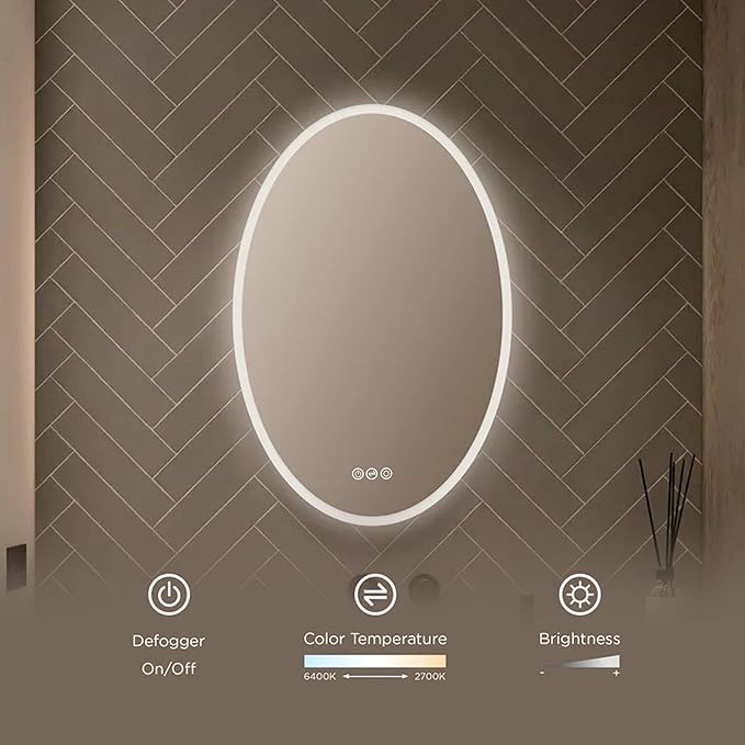 Blossom 24'' x 36'' LED Mirror for Bathroom Lighted Vanity Mirror for Wall Front Lights + Backlit LED Bathroom Mirror Anti-Fog Tempered Glass ETL Listed, Wall Mounted LED Vanity Mirror