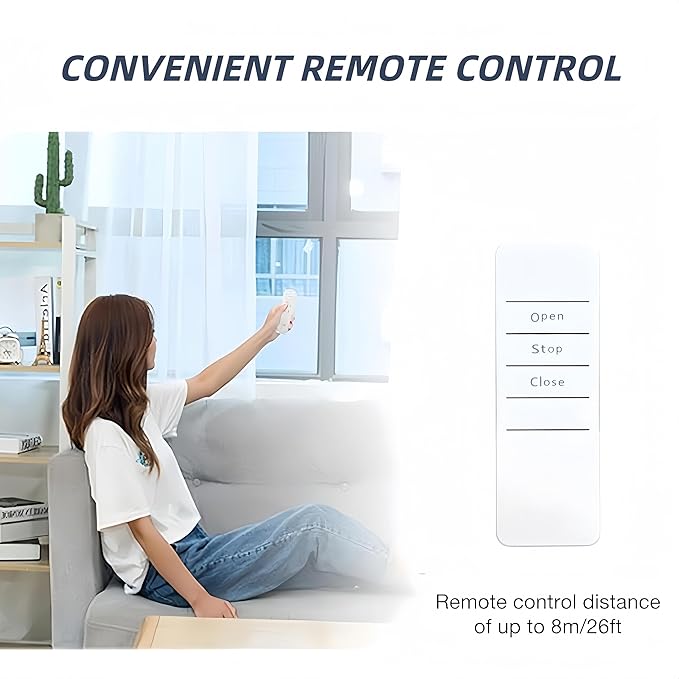 2PCS Automatic Curtain Opener, Smart Curtain Opener, Electric Curtain Opener and Closer with Remote Control for Roman Rod/I-Shaped/U-Shaped Curtain Tracks